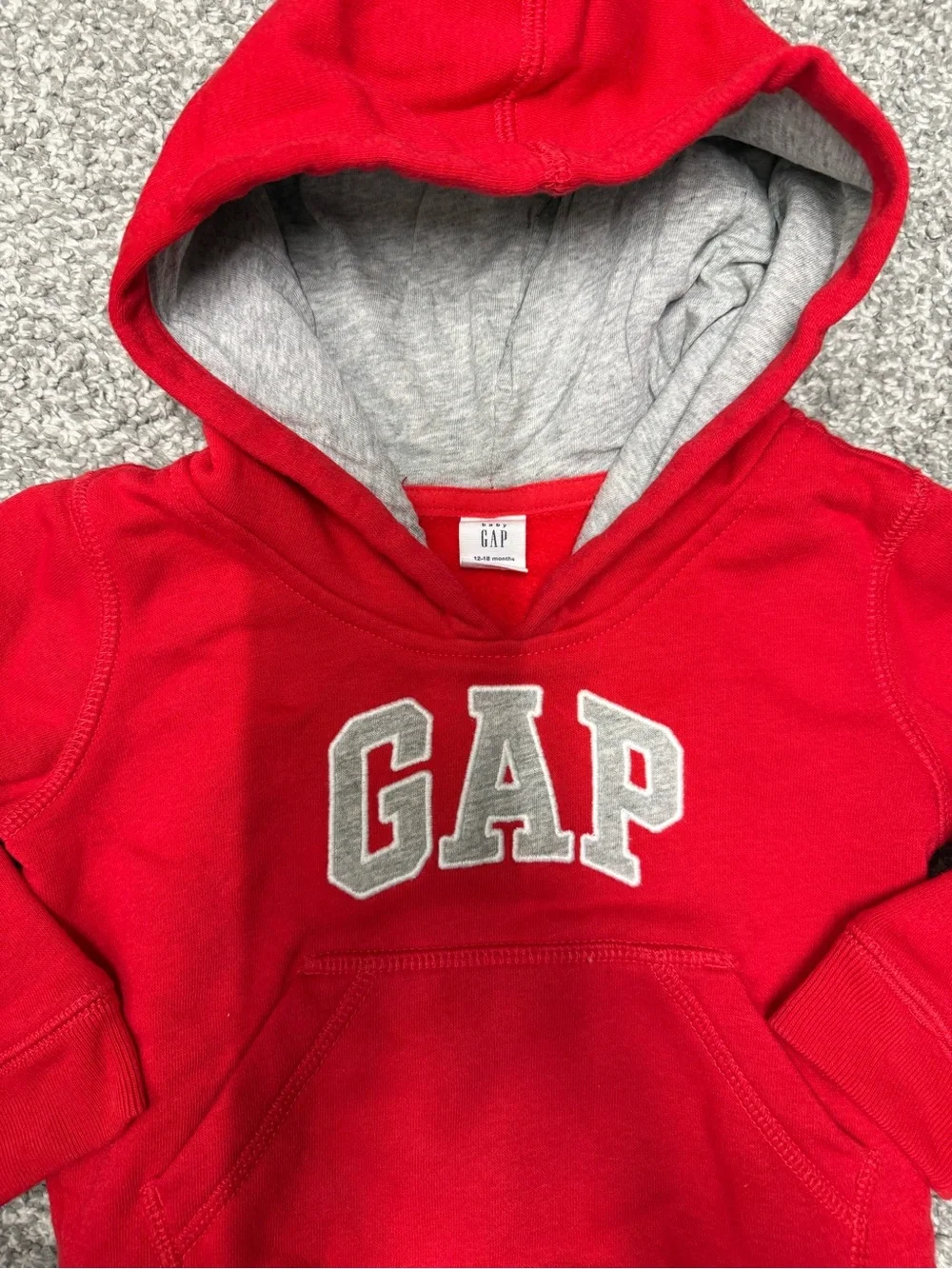 GAP Red Hooded Sweatshirt with Gray Lining